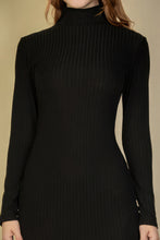 Load image into Gallery viewer, Ribbed Mock Neck Long Sleeve Bodycon Midi Dress
