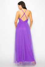 Load image into Gallery viewer, Pleated Mesh Slit Maxi Dress
