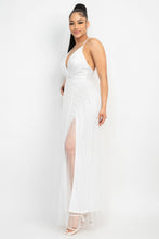 Load image into Gallery viewer, Pleated Mesh Slit Maxi Dress
