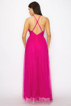 Load image into Gallery viewer, Pleated Mesh Slit Maxi Dress
