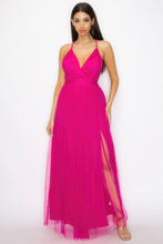 Cargar imagen en el visor de la galería, Pleated Mesh Slit Maxi Dress
